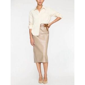 NEW BROCHU WALKER irene vegan leather skirt in glossy taupe